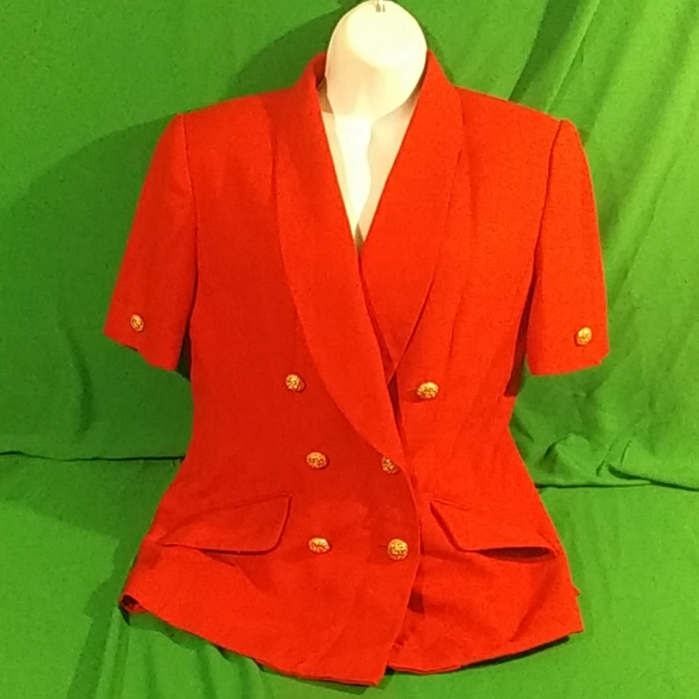 Kasper ASL vintage 8P red short sleeve blazer
